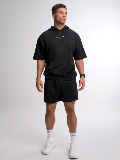 ARC Activewear Short Sleeve Oversized Hoodie Performance Top Gym Workout Jacket Pullover