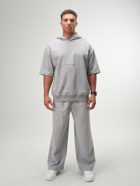 Men's Letter Print Loose Fit Casual Gray Hoodie T-Shirt