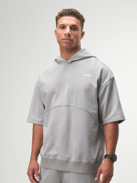 Men's Letter Print Loose Fit Casual Gray Hoodie T-Shirt