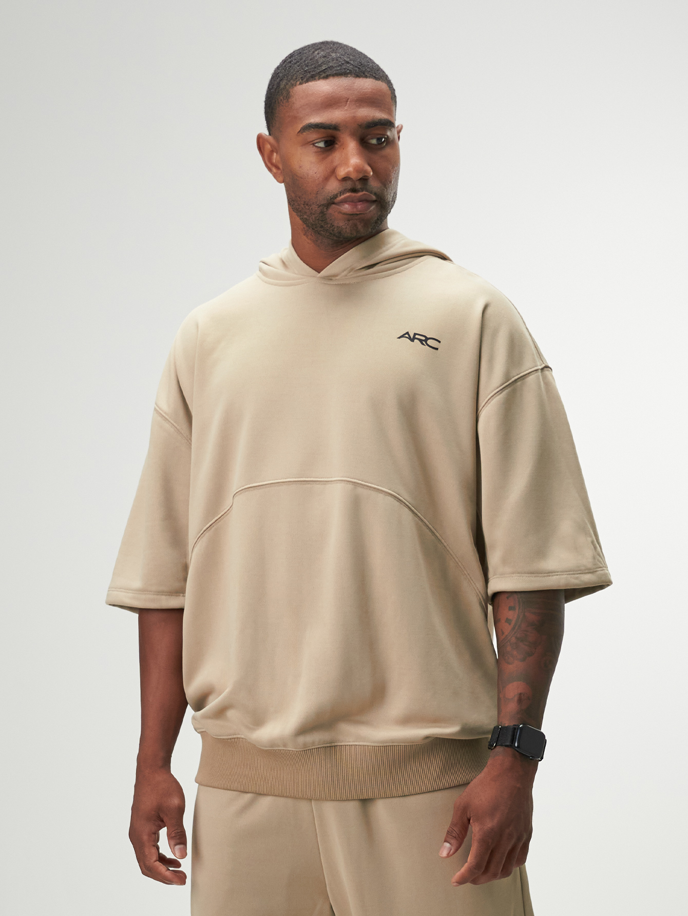 ARC Men's Casual Versatile Letter Print Hoodie T-Shirt