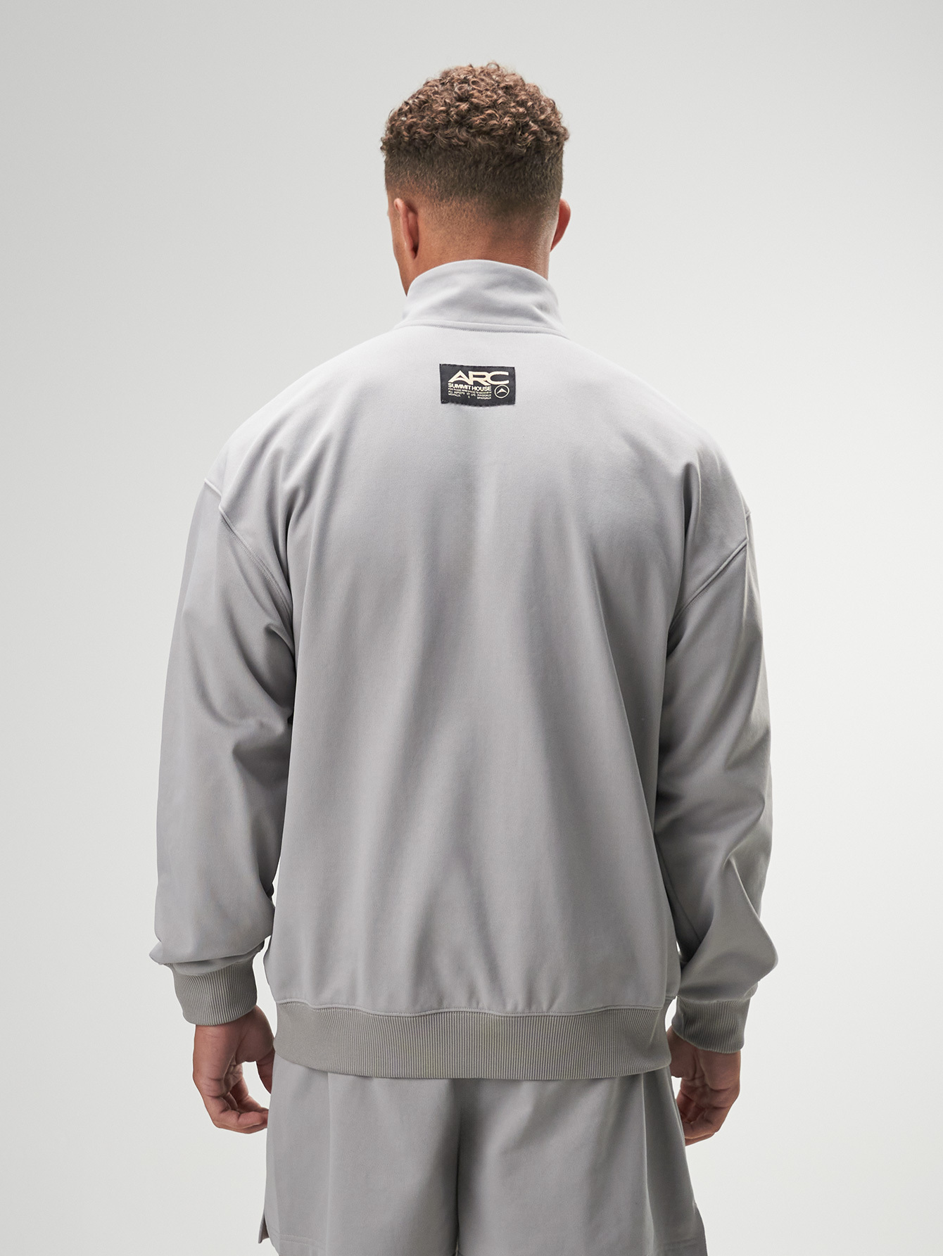 Men's Grey Letter Print Zip-Up Casual Hoodie, Autumn