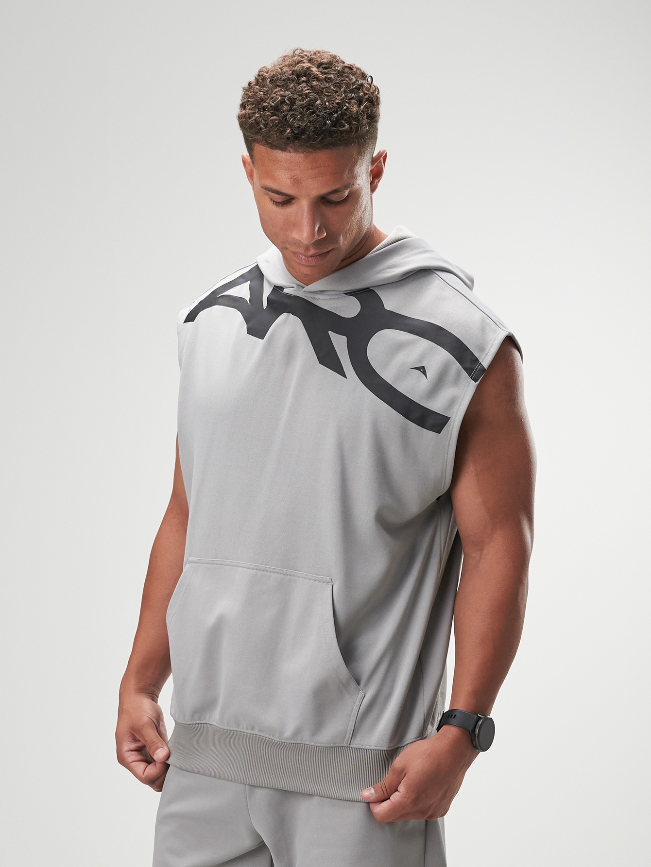 ARC Activewear Oversized Hoodie Sleeveless Performance Top Gym Workout Jacket Pullover, Emo Style