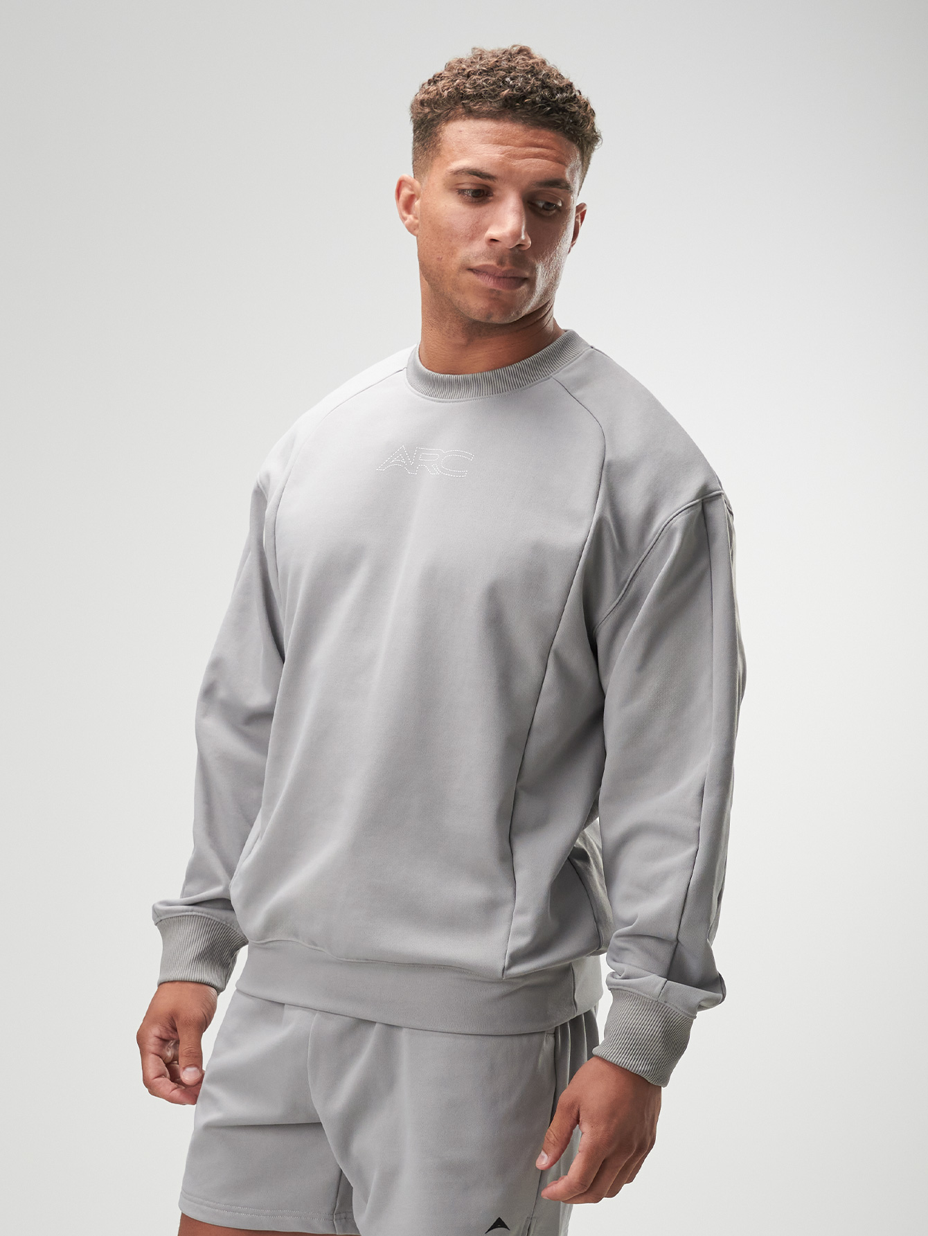 ARC-2028 Men's Casual Versatile Letter Print Sweatshirt, Grey