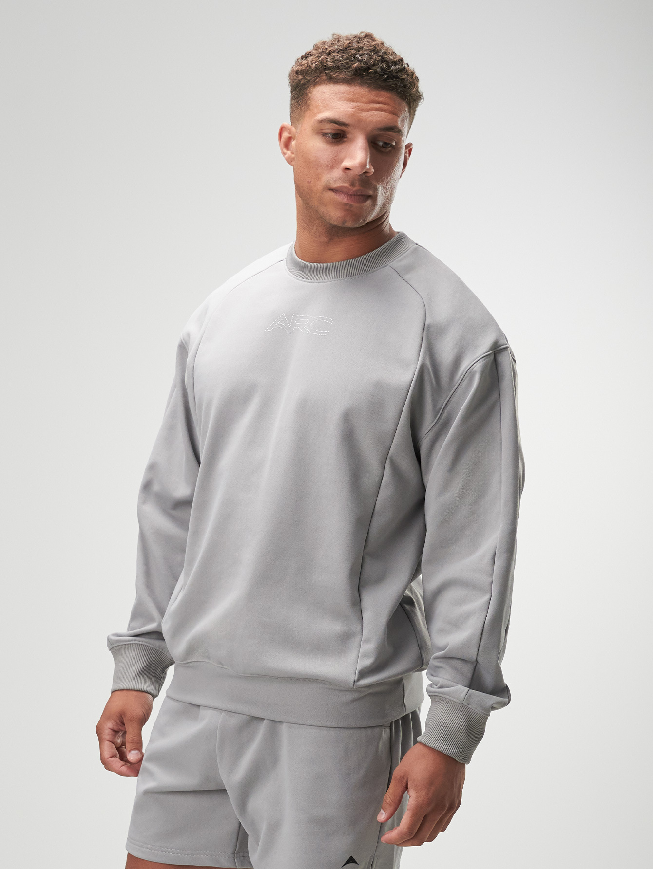 ARC-2028 Men's Casual Versatile Letter Print Sweatshirt, Grey