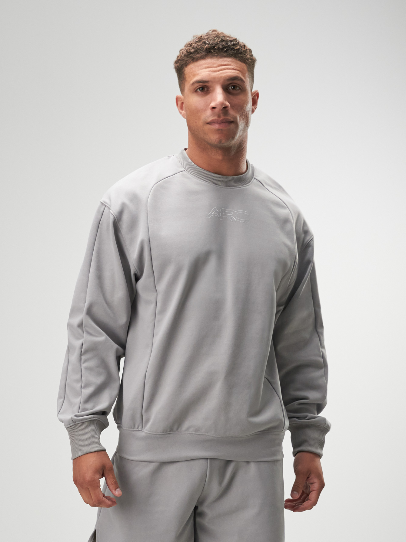 ARC-2028 Men's Casual Versatile Letter Print Sweatshirt, Grey
