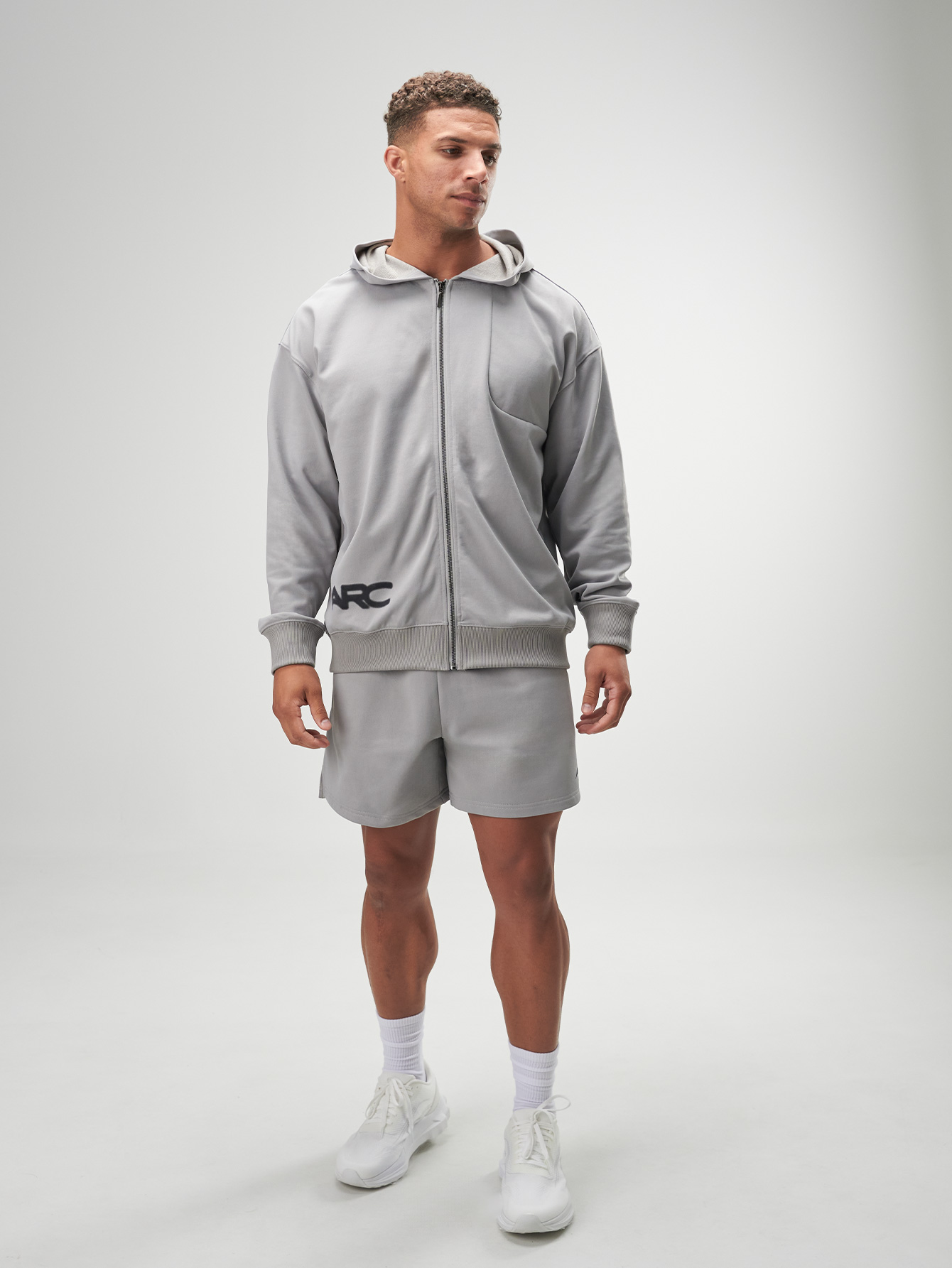 ARC Activewear Oversized Full Zip Hoodie Performance Top Gym Workout Jacket Pullover