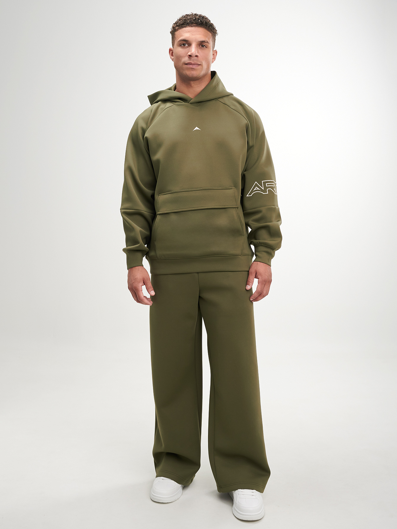 Men's Letter Print Raglan Sleeve Pocket Hoodie Sweatshirt, Green