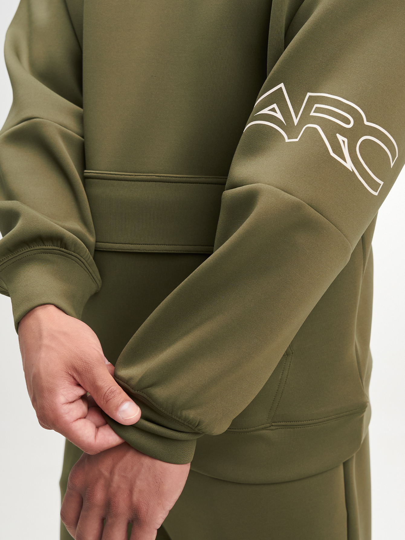 Men's Letter Print Raglan Sleeve Pocket Hoodie Sweatshirt, Green