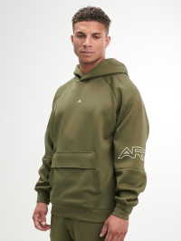 Men's Letter Print Raglan Sleeve Pocket Hoodie Sweatshirt, Green