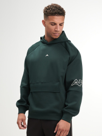 Men's Letter Print Raglan Sleeve Pocket Hoodie Sweatshirt, Olive Green