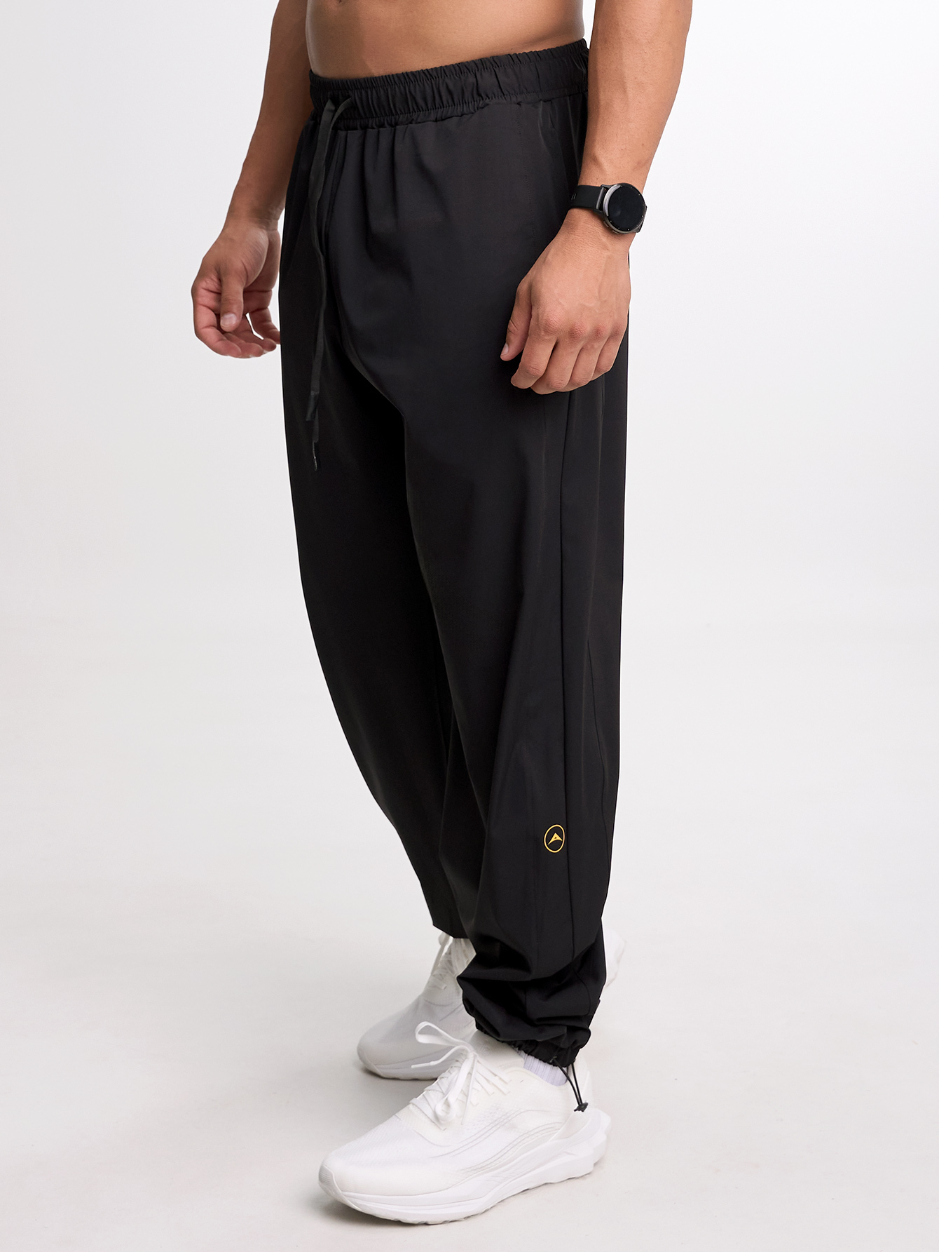 Men's Black Drawstring Waist Loose Fit Jogger Pants