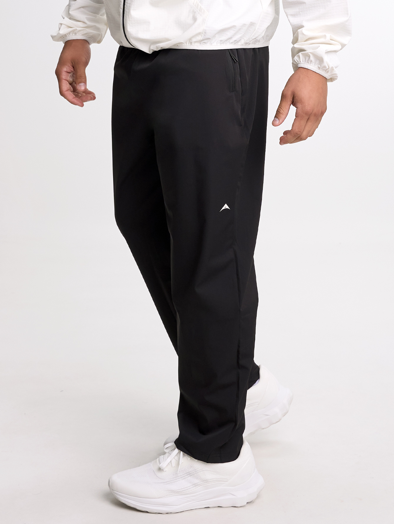 Men's Black Elastic Waist Zipper Pocket Loose Fit Sweatpants