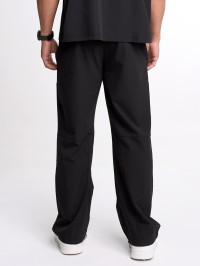 Men's Black Drawstring Waist Straight Loose Casual Pants