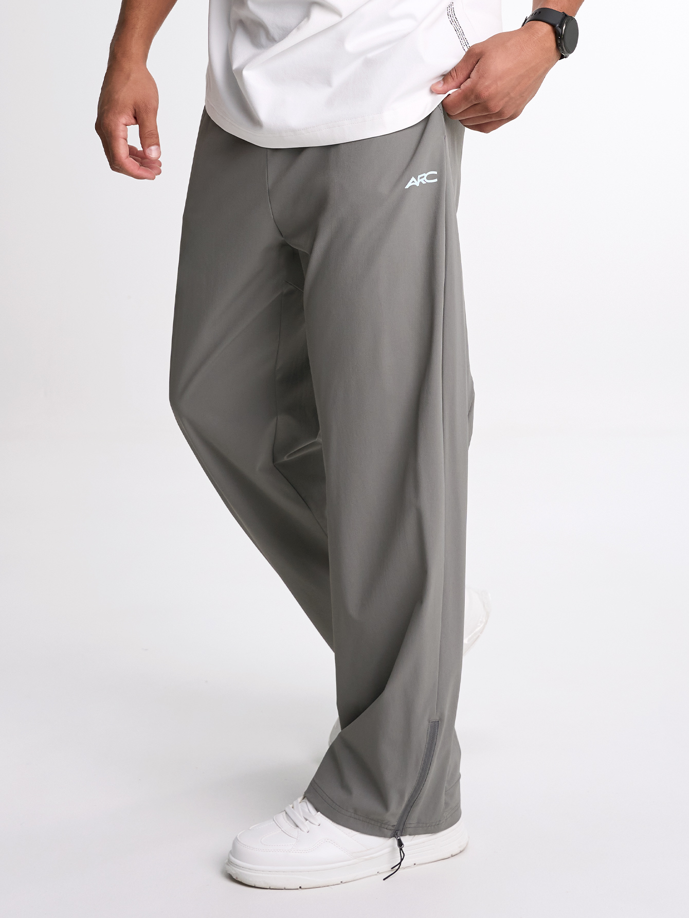 Men's Elastic Waist Pockets Wide Leg Loose Pants, Fall