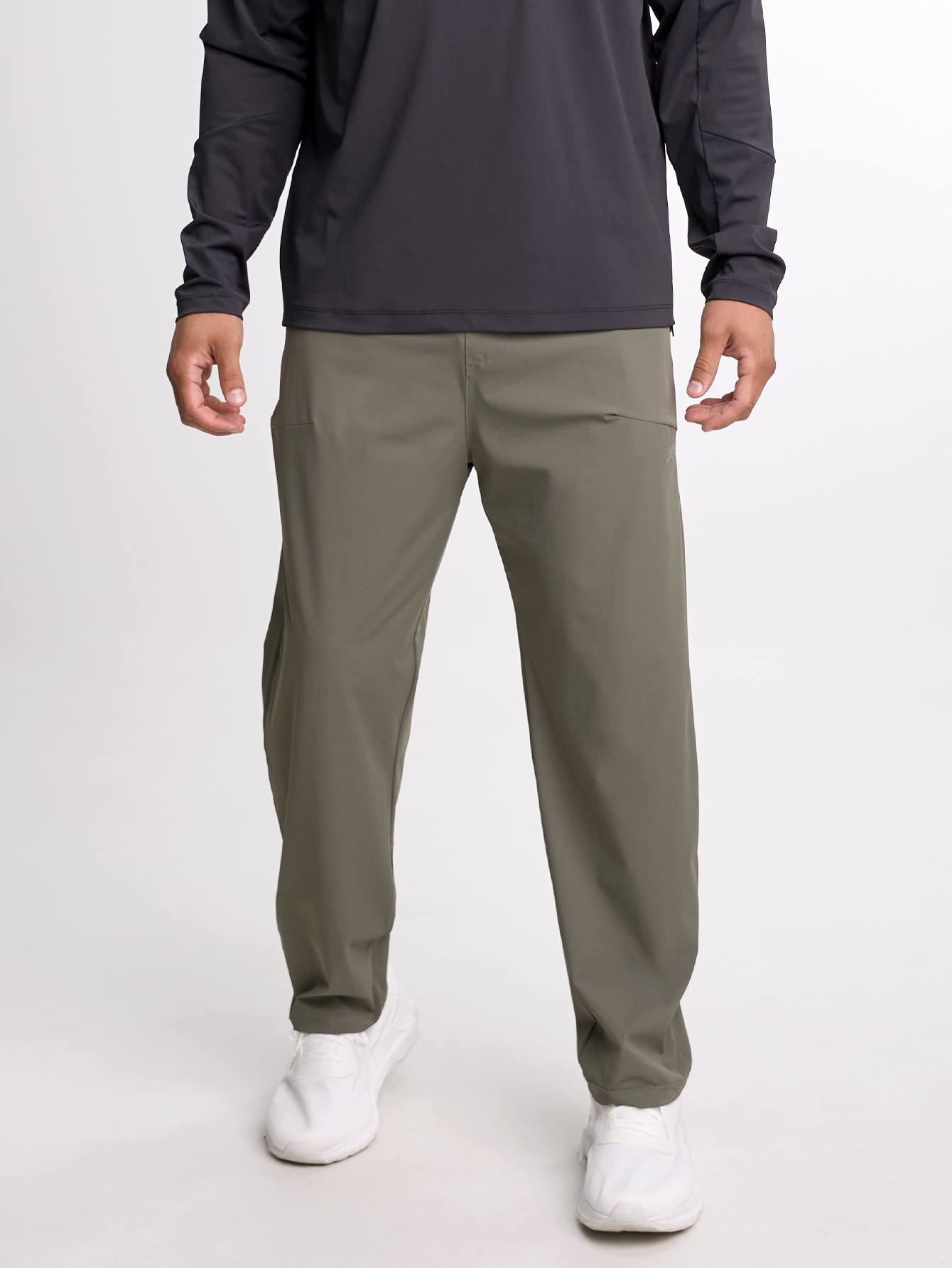 Men's Solid Color Elastic Waist Pockets Tapered Sports Pants