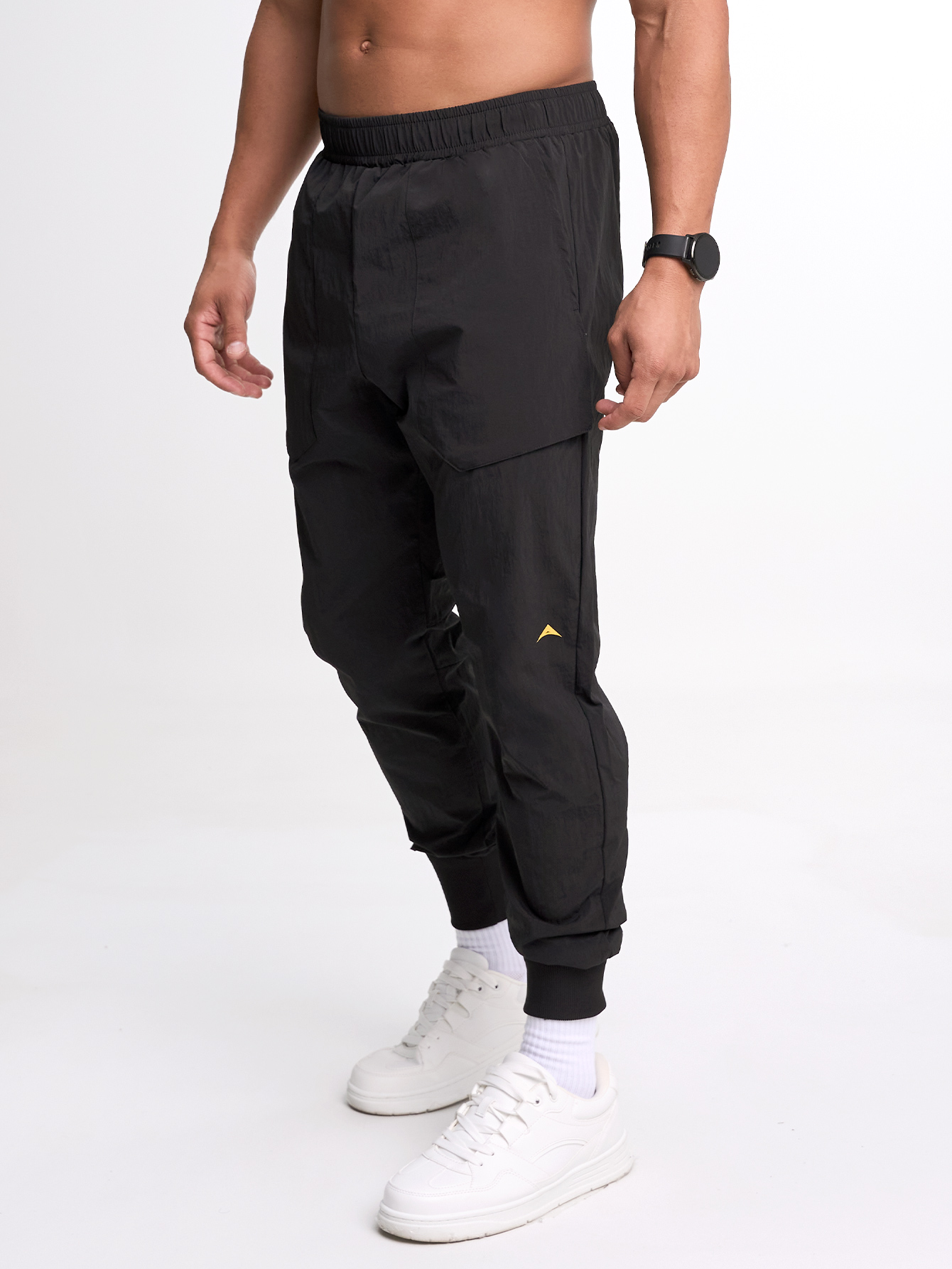 Men's Elastic Waist Zipper Pocket Casual Tapered Sports Pants