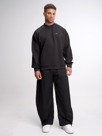 Men's Elastic Waist Pockets Wide Leg Loose Pants, Fall