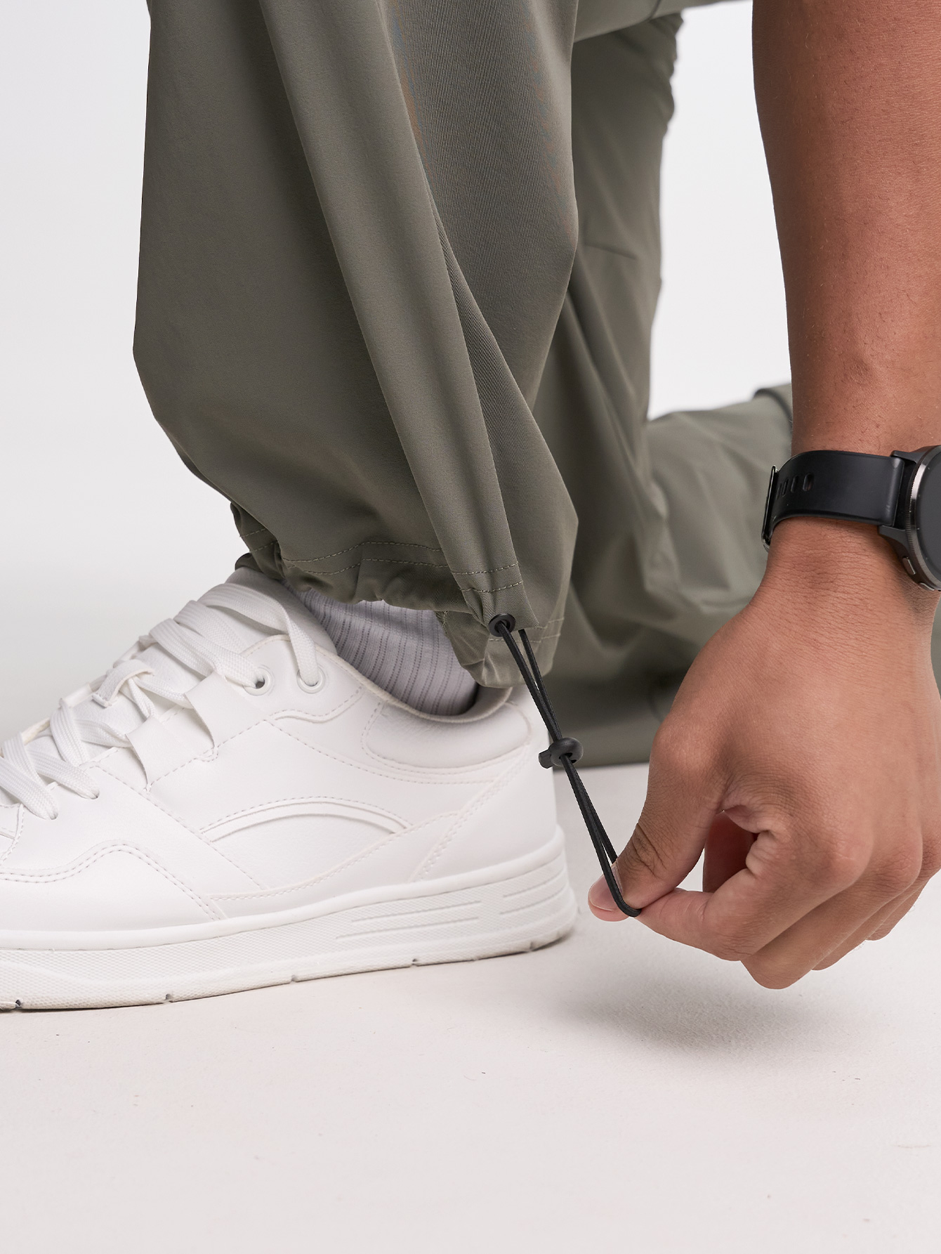 Men's Elastic Waist Pockets Wide Leg Loose Pants, Fall