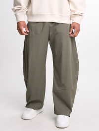 Men's Elastic Waist Pockets Wide Leg Loose Pants, Fall