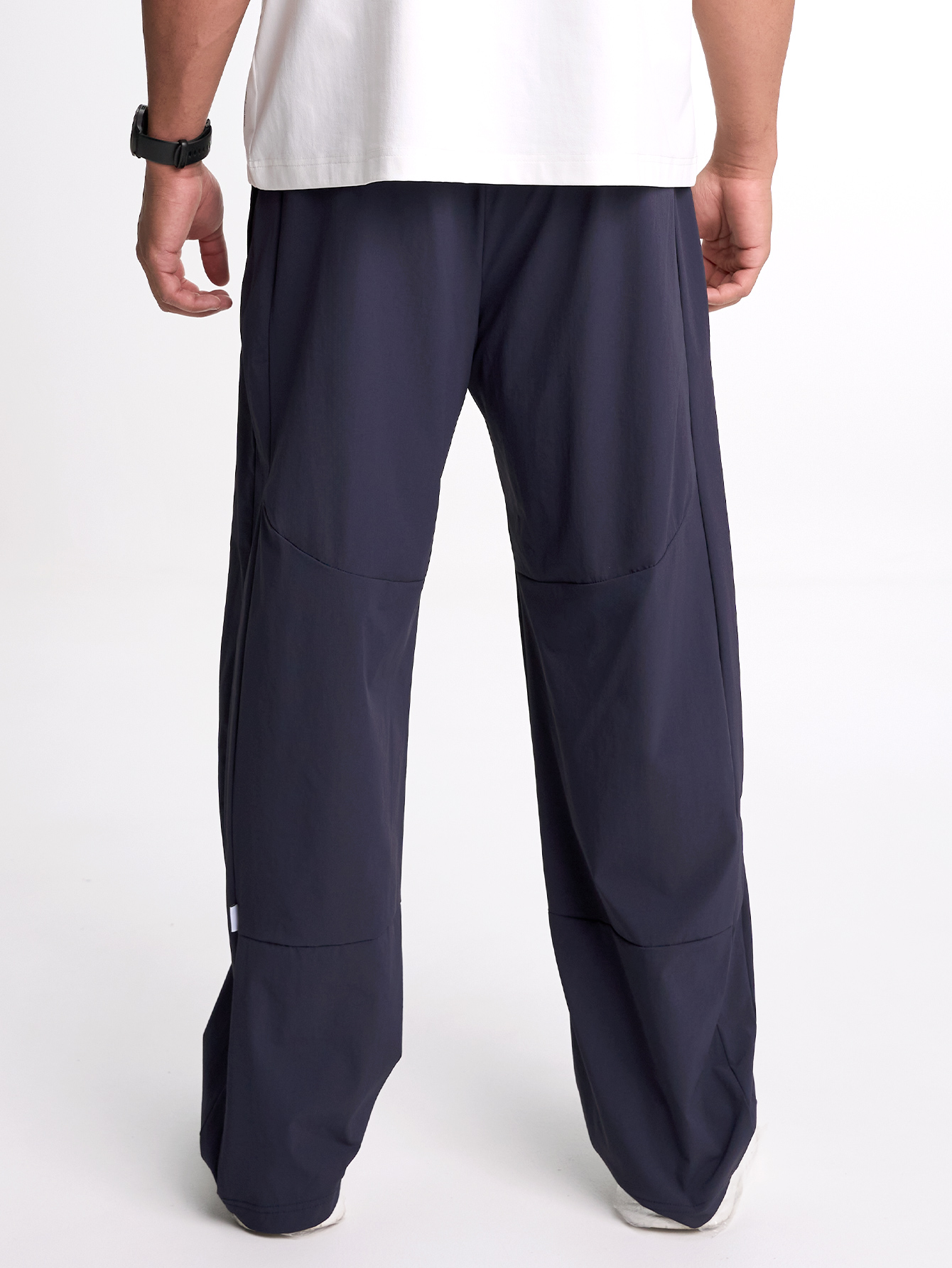 Men's Elastic Waist Pockets Wide Leg Loose Pants, Fall