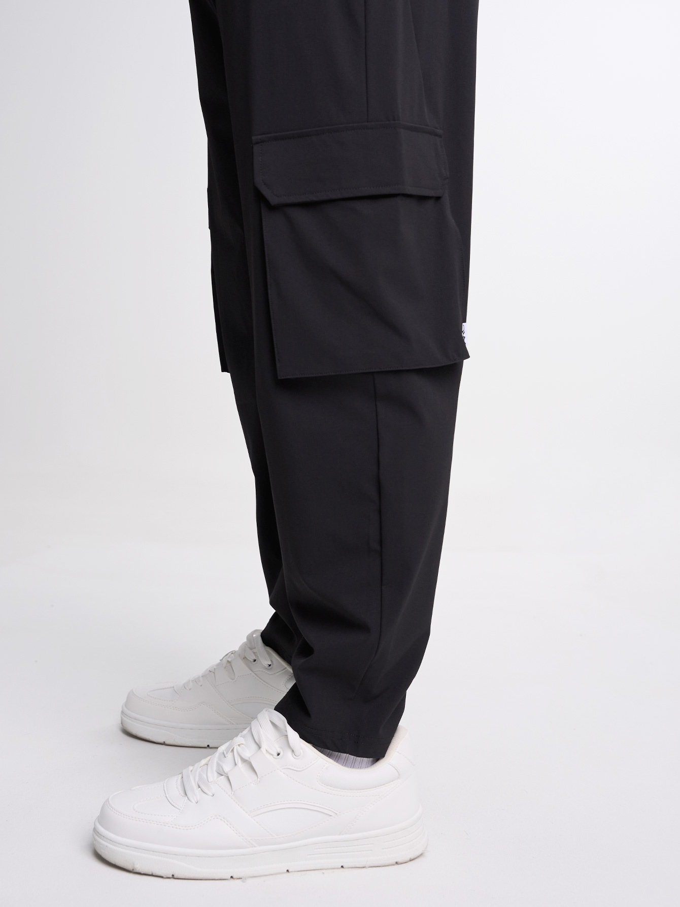 Men's Elastic Waist Pockets Wide Leg Loose Pants, Fall