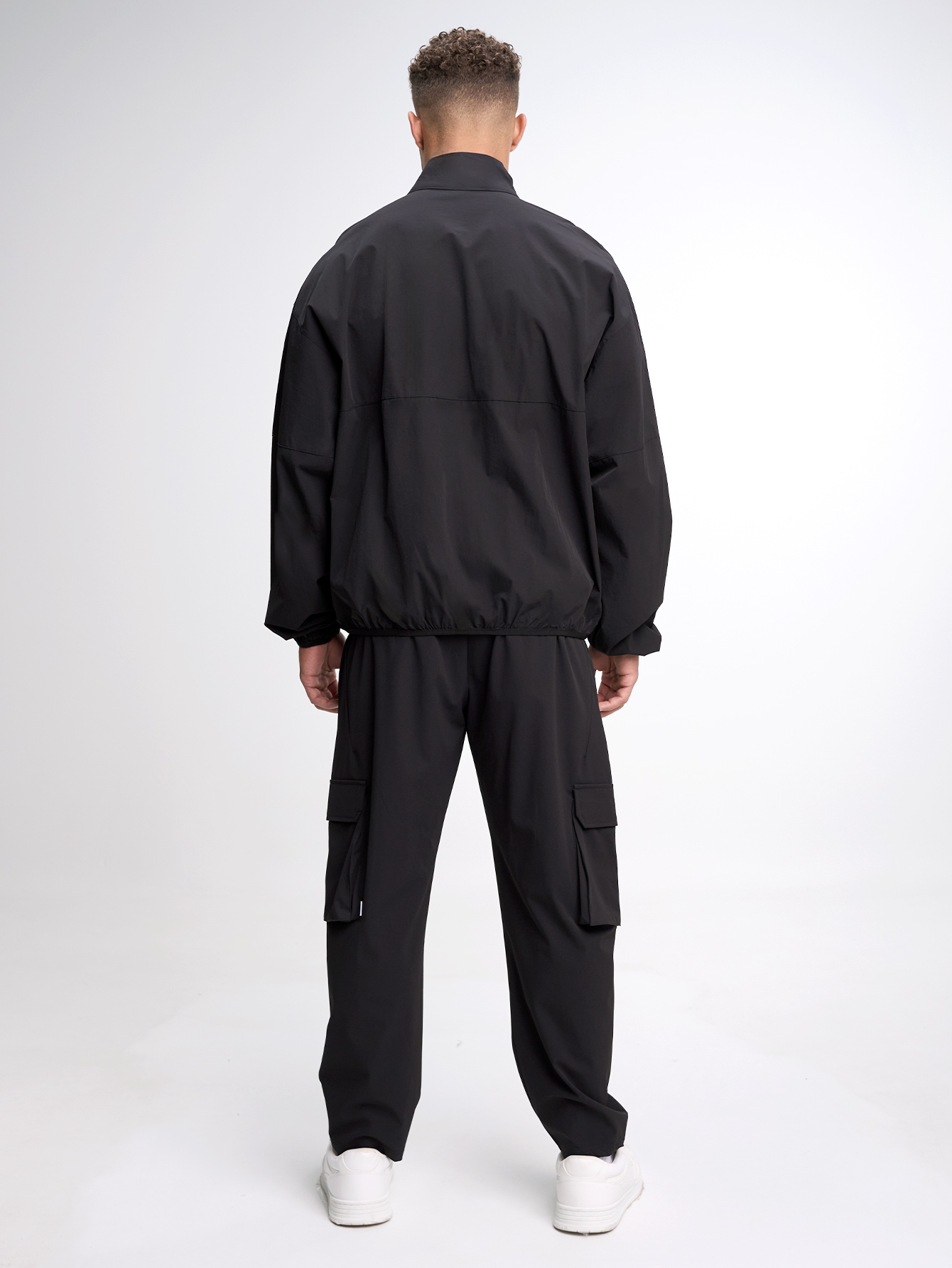 Men's Elastic Waist Pockets Wide Leg Loose Pants, Fall