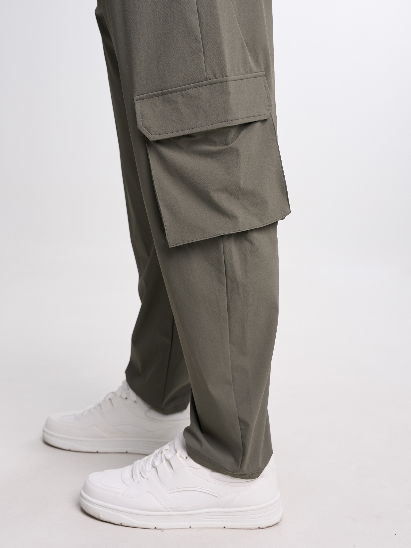 Men's Elastic Waist Pockets Wide Leg Loose Pants, Fall
