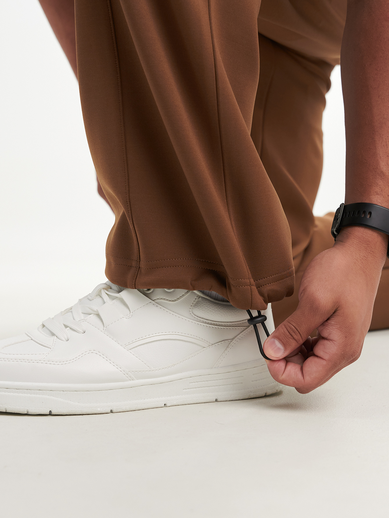 Men's Elastic Waist Pockets Wide Leg Loose Pants, Fall