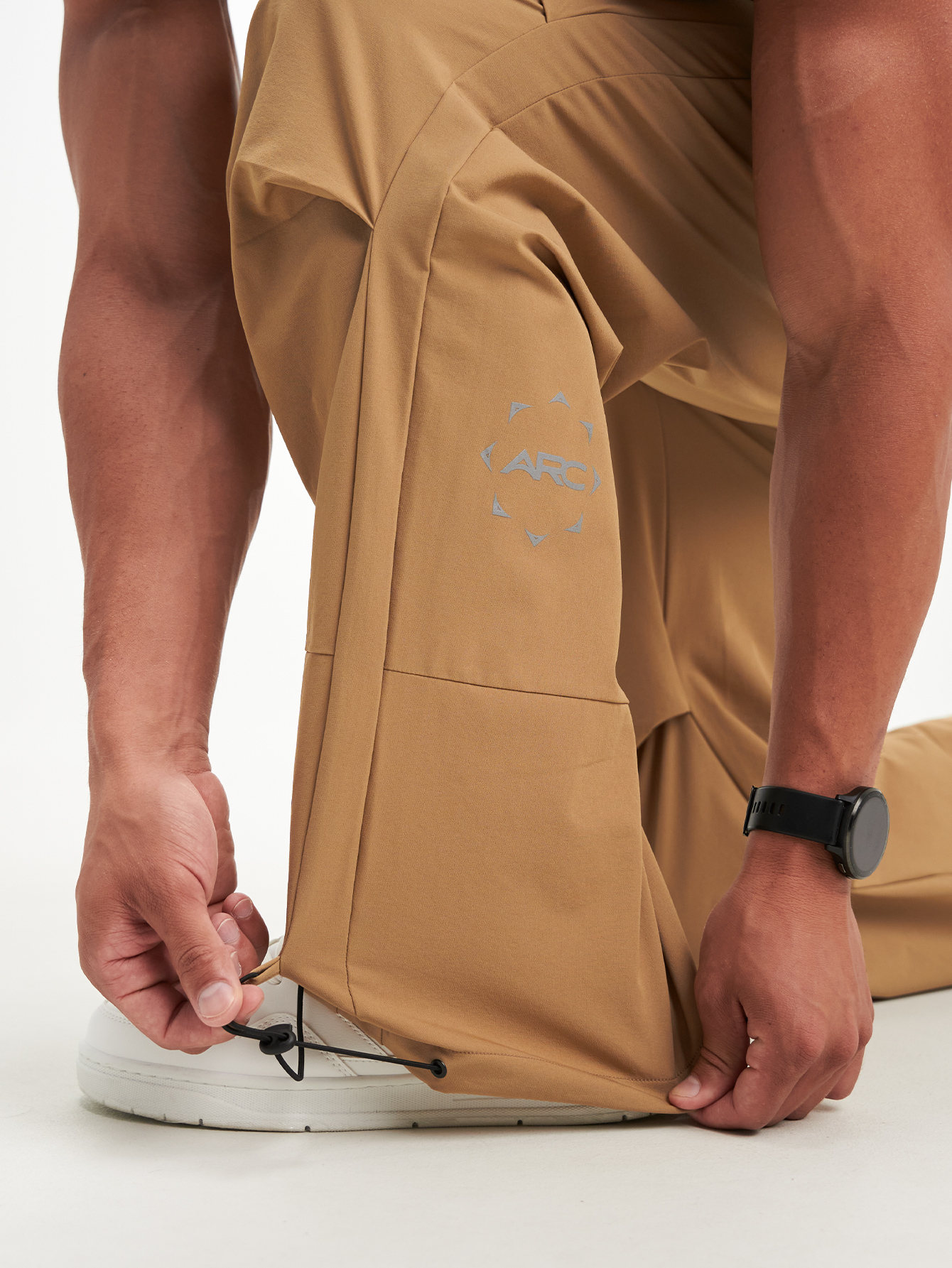 Men's Elastic Waist Pleated Wide Leg Loose Casual Pants, Brown