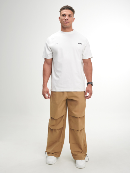 Men's Elastic Waist Pleated Wide Leg Loose Casual Pants, Brown