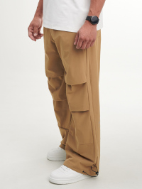 Men's Elastic Waist Pleated Wide Leg Loose Casual Pants, Brown