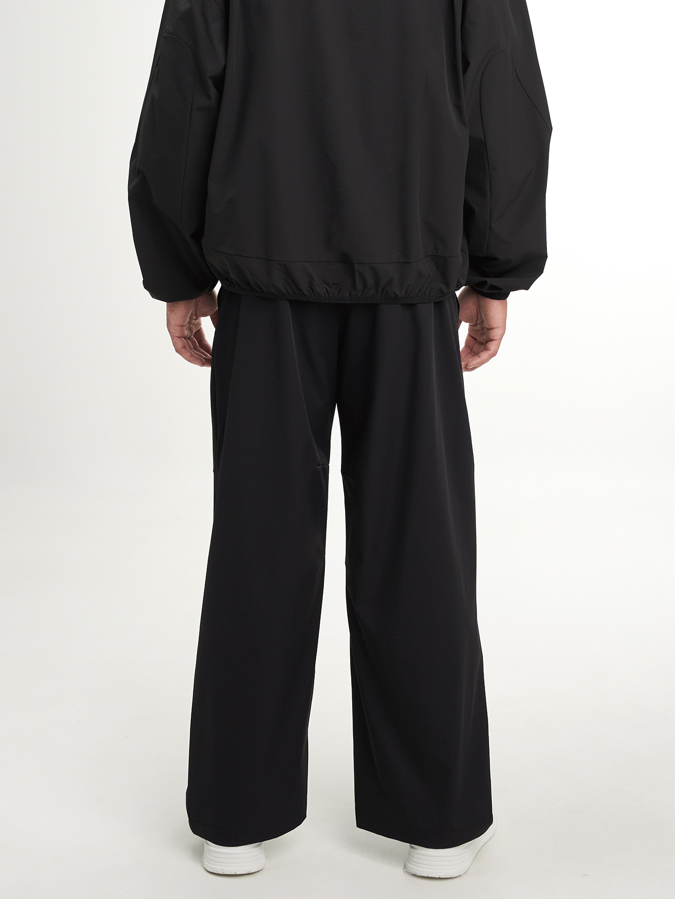 Men's Elastic Waist Pockets Loose Casual Outdoor Pants, Black