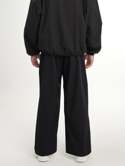Men's Elastic Waist Pockets Loose Casual Outdoor Pants, Black