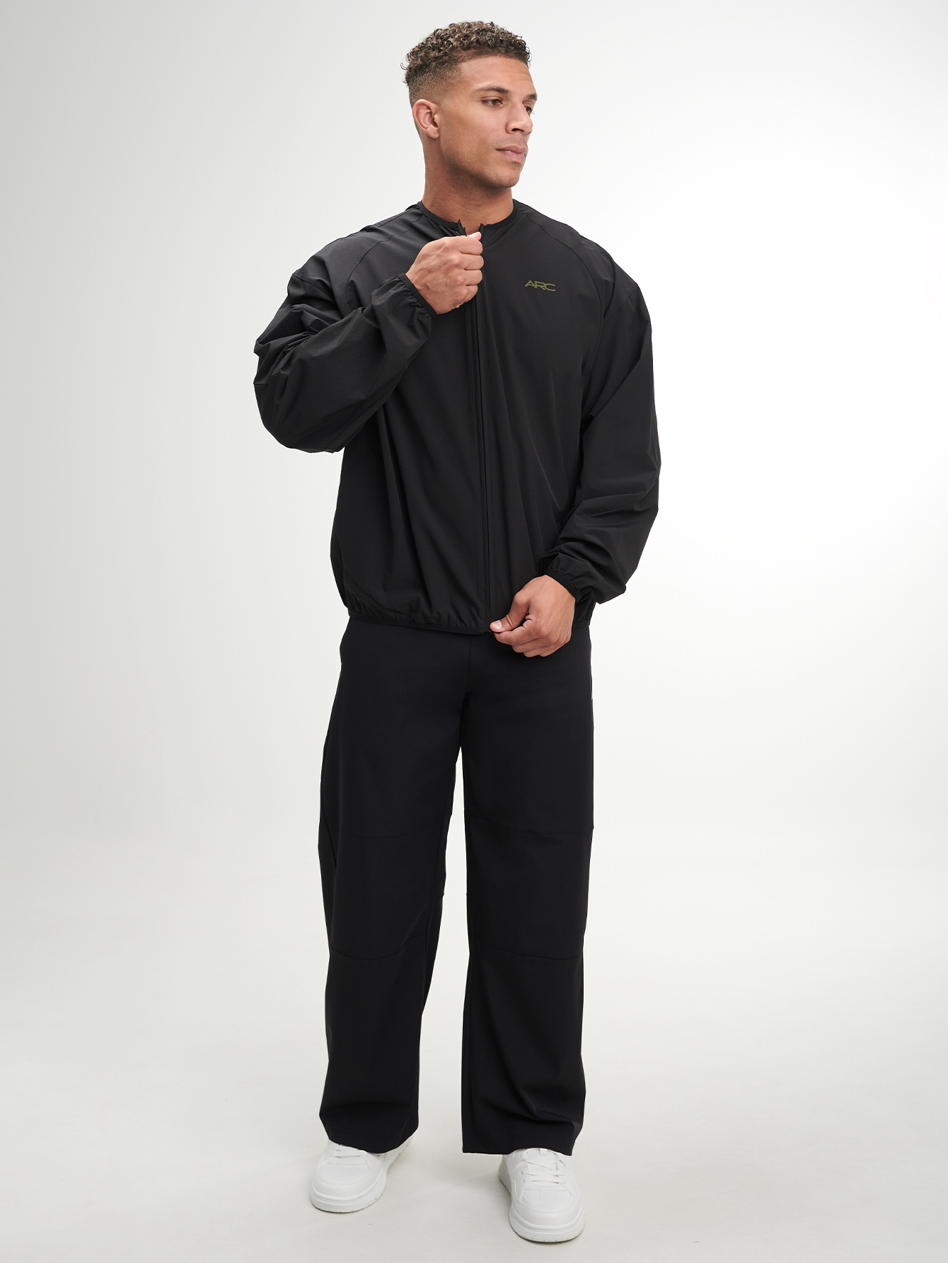 Men's Elastic Waist Pockets Loose Casual Outdoor Pants, Black