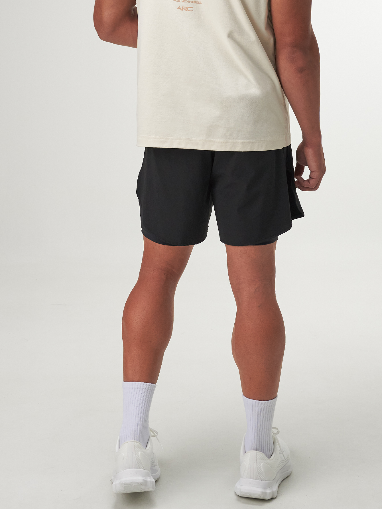 Men's Letter Print Drawstring Waist Double Layer Loose Fit Sports Shorts