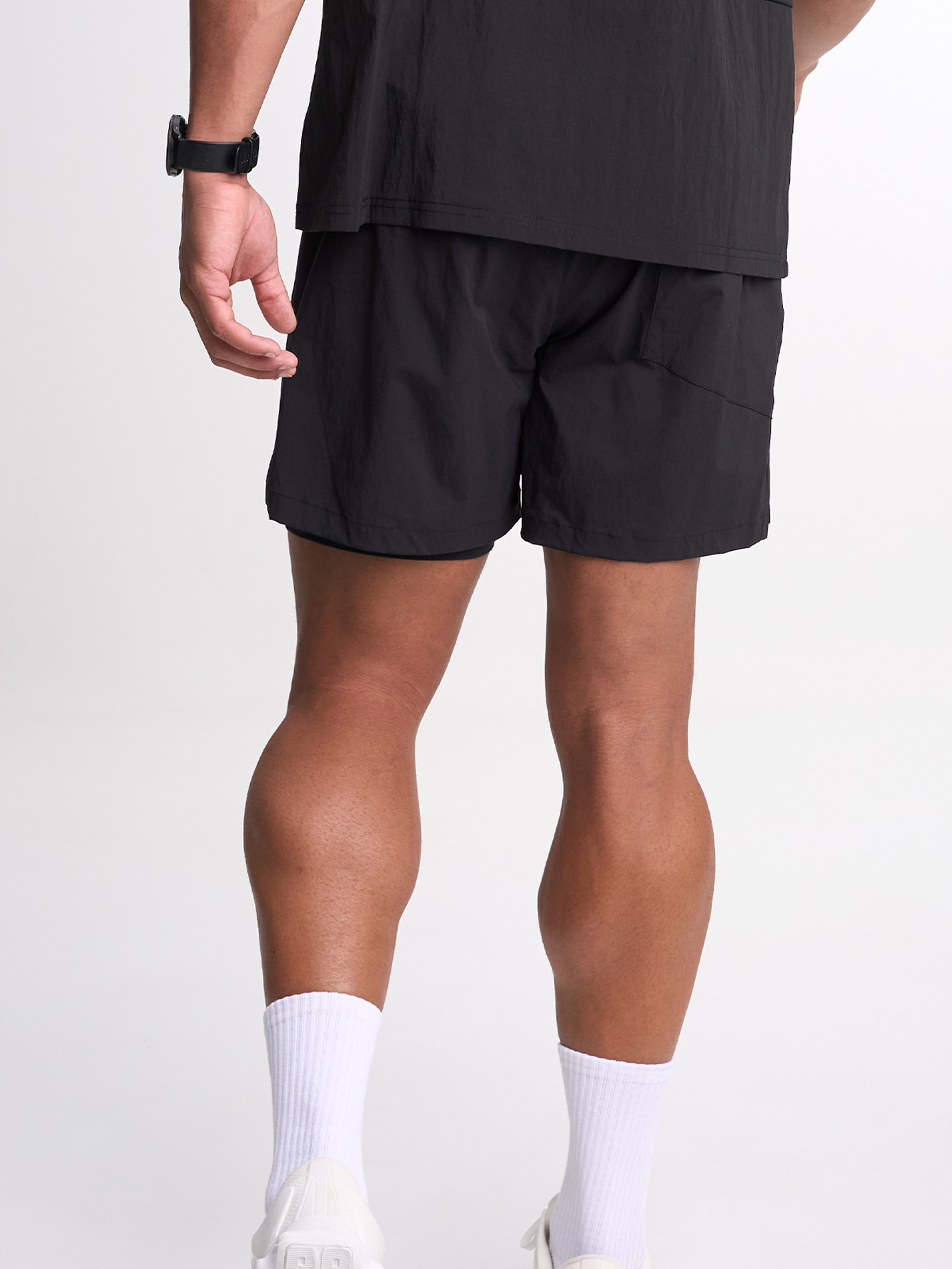 Men's Casual Versatile Letter Print Sports Shorts ARC4023-BLK-Black