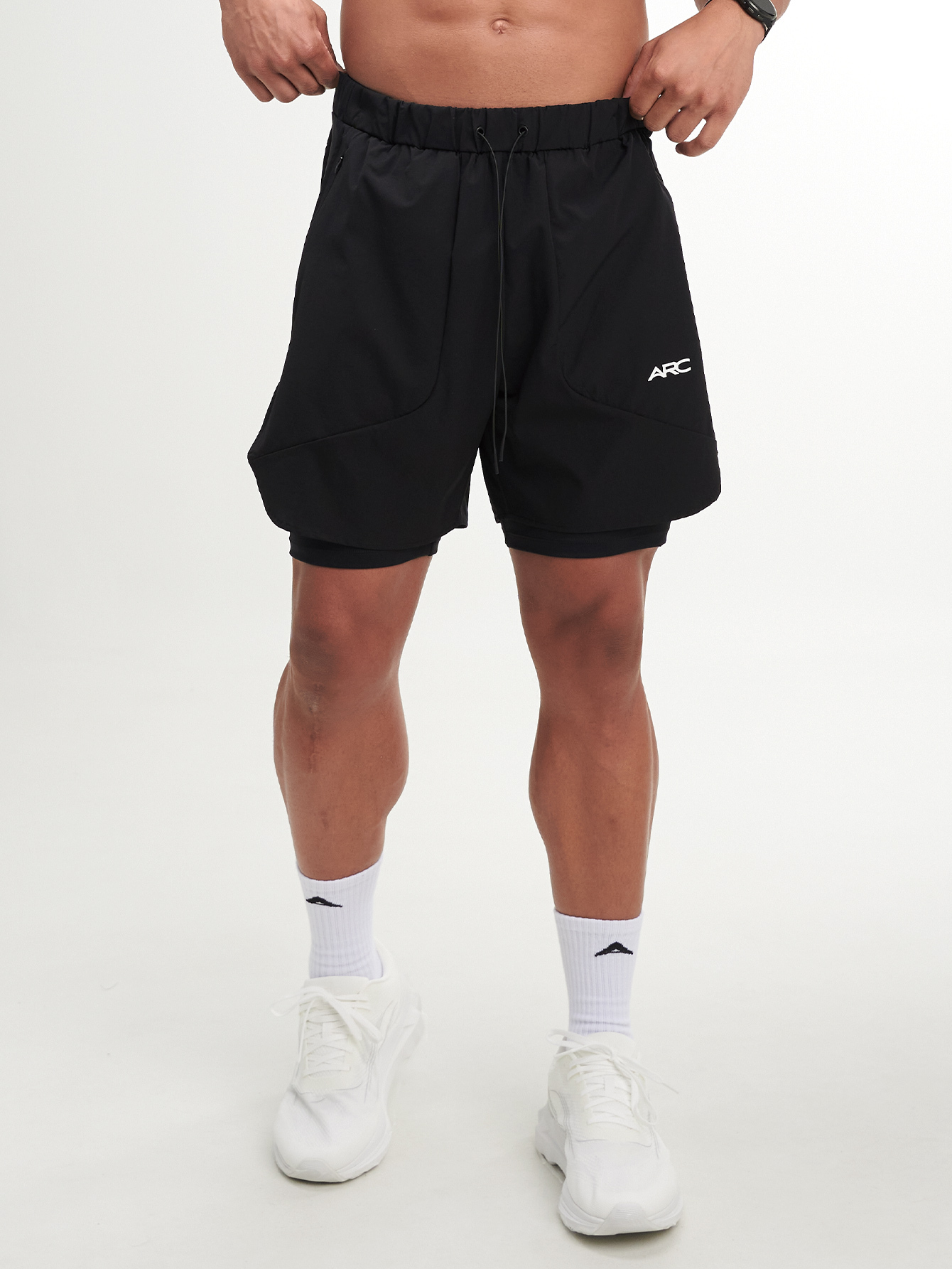 ARC Comfort-Fit Hybrid Workout And Lifestyle Active Trainning Stretch And Pockets Shorts