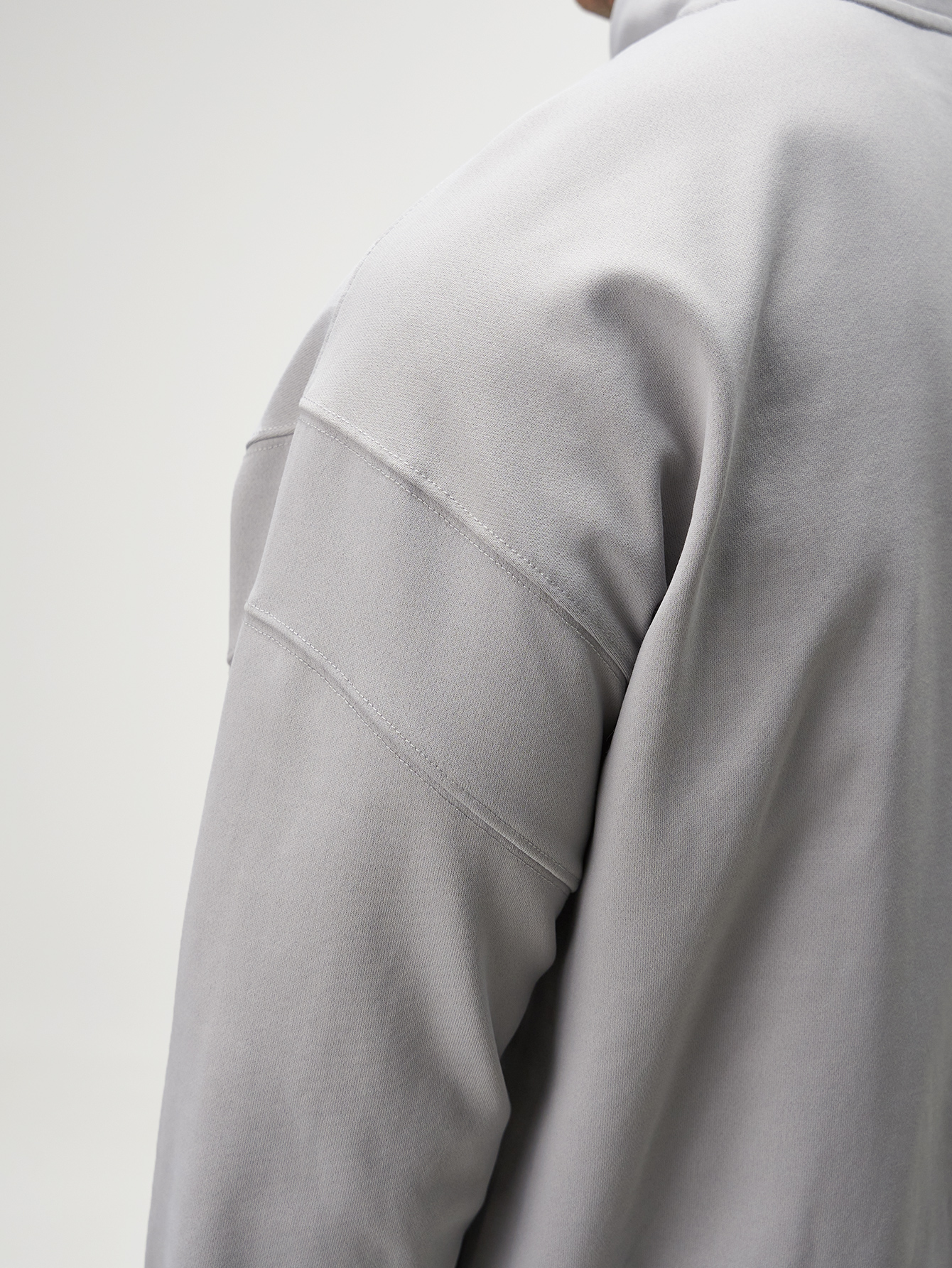 Men's Zip-Up Half Placket Long Sleeve Casual Loose Gray Sweatshirt