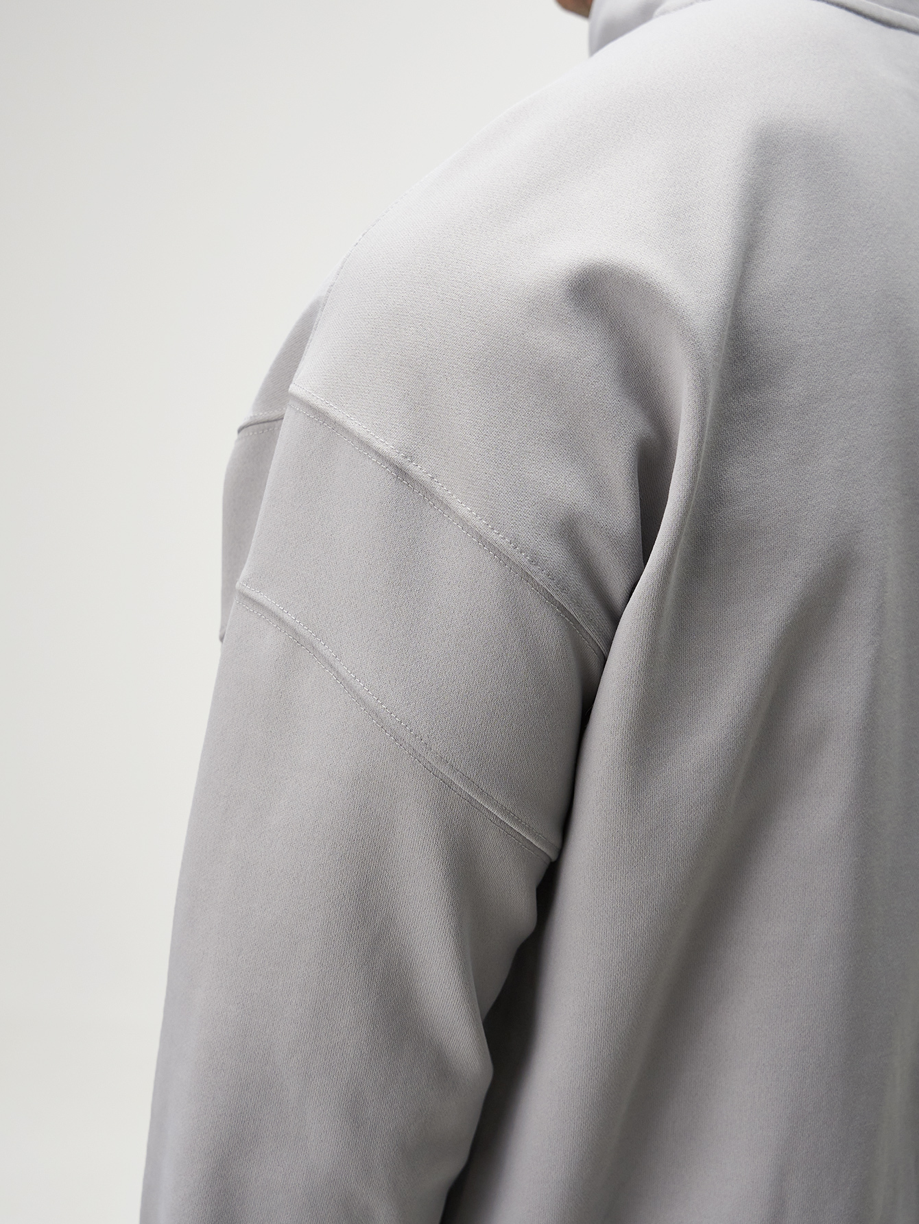 Men's Zip-Up Half Placket Long Sleeve Casual Loose Gray Sweatshirt