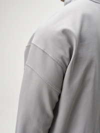 Men's Zip-Up Half Placket Long Sleeve Casual Loose Gray Sweatshirt