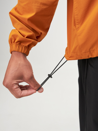 Men's Casual Loose Fit Orange Zip-Up Jacket, Autumn