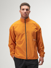 Men's Casual Loose Fit Orange Zip-Up Jacket, Autumn