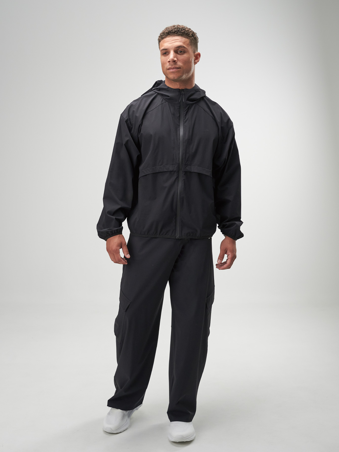 Men's Casual Versatile Simple Black Hooded Jacket