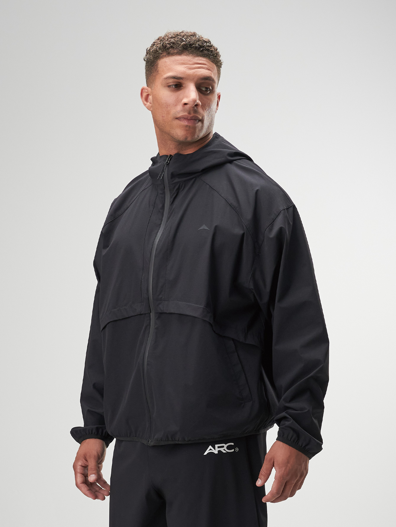 Men's Casual Versatile Simple Black Hooded Jacket