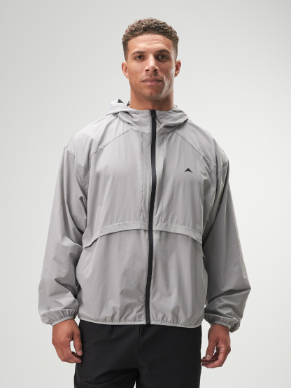 Men's Casual Loose Fit Zip-Up Hooded Jacket, Grey, Autumn