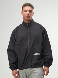 Men's Black Raglan Sleeve Zip-Up Casual Jacket, Autumn