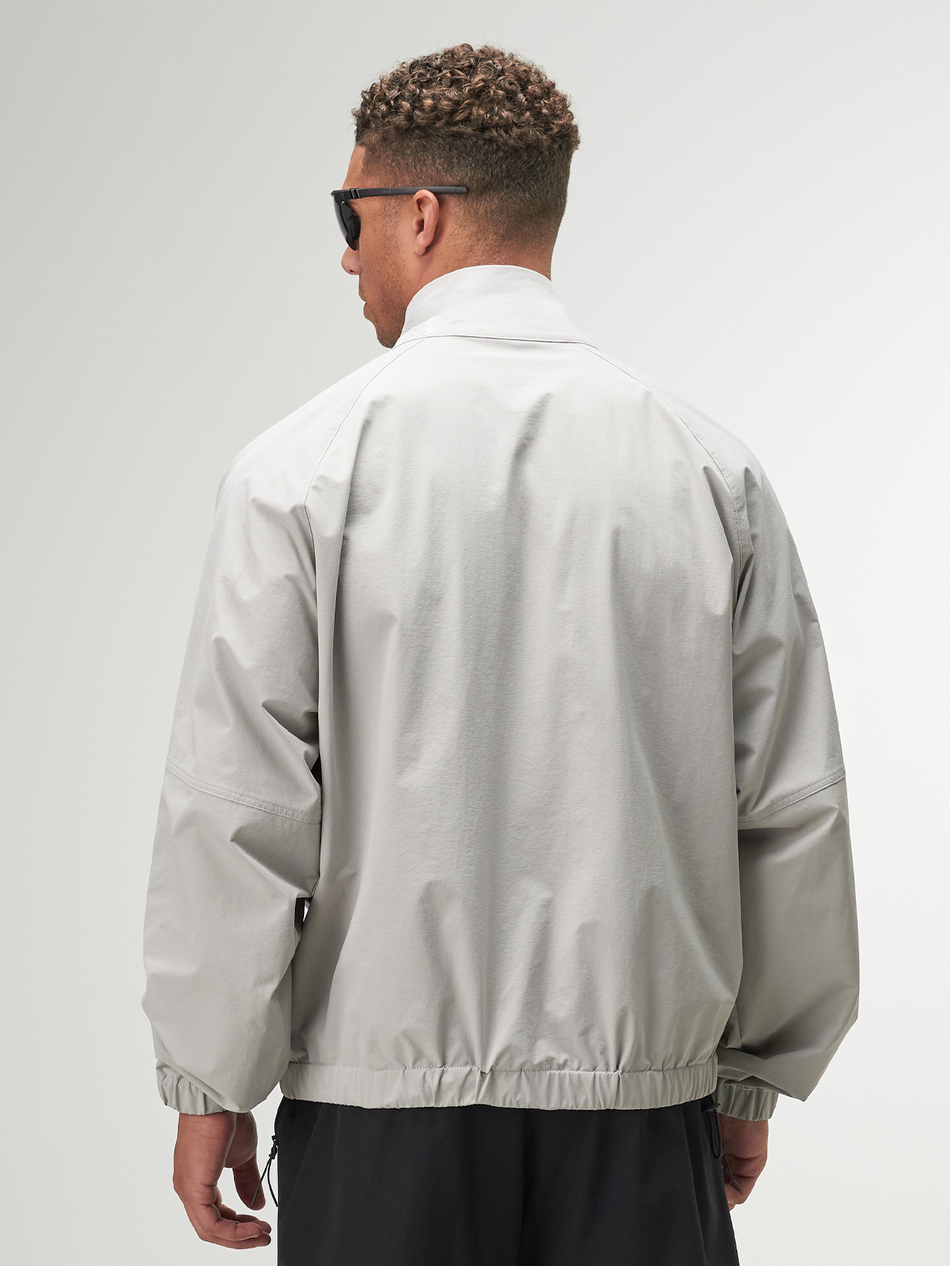Men's Grey Raglan Sleeve Zip Front Casual Jacket, Autumn Fall Comfortable Stretchy Durable