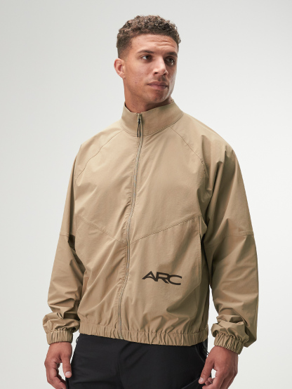 Men's Khaki Raglan Sleeve Zip Front Casual Jacket, Autumn
