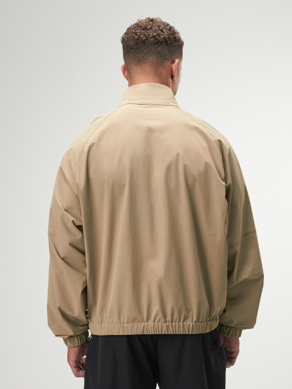 Men's Khaki Raglan Sleeve Zip Front Casual Jacket, Autumn