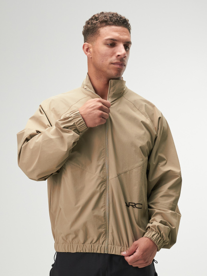 Men's Khaki Raglan Sleeve Zip Front Casual Jacket, Autumn